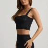 Yolanda Pointelle-Knit Crop Top i svart