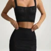 Yolanda Pointelle-Knit Crop Top i svart