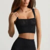Yolanda Pointelle-Knit Crop Top i svart