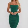 You’re My Type Cowl Neck Ruched Bodycon Midi Klänning i grönt