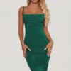 You’re My Type Cowl Neck Ruched Bodycon Midi Klänning i grönt