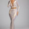 Zahra Mid Rise Metallic Jersey Gown Kjol i ljusguld