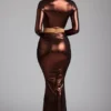 Zahra Mid Rise Metallic Jersey Gown Kjolar i kopparbrons