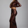 Zahra Mid Rise Metallic Jersey Gown Kjolar i kopparbrons
