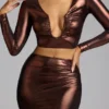 Zahra Mid Rise Metallic Jersey Gown Kjolar i kopparbrons
