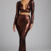 Zahra Mid Rise Metallic Jersey Gown Kjolar i kopparbrons