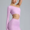 Zanab Metallic Cut-Out One-Shoulder Miniklänning i violettrosa
