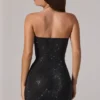 Zara miniklänning med bandeau-halsringning och draperad midja i svart