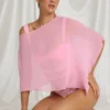 Zarayah genomskinlig poncho i Candyfloss Pink