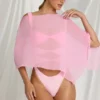 Zarayah genomskinlig poncho i Candyfloss Pink