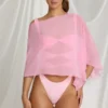 Zarayah genomskinlig poncho i Candyfloss Pink
