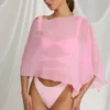 Zarayah genomskinlig poncho i Candyfloss Pink