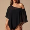 Zarayah Sheer Poncho i svart