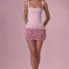 Zelia miniklänning i satin i Blush Pink