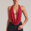 Zenna draperad cowl-top i körsbärsrött