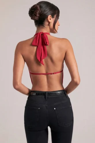 Zenna draperad cowl-top i körsbärsrött