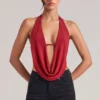 Zenna draperad cowl-top i körsbärsrött