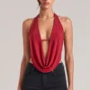 Zenna draperad cowl-top i körsbärsrött