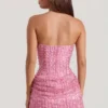 Ziya Embellished Draped Strapless A-Line Miniklänning i rosa