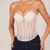 Zoa bandeau-korsetttop med snörning i ivory