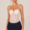 Zoa bandeau-korsetttop med snörning i ivory
