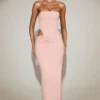 Zorya mjuk jersey bandeau maxiklänning med utskärningar i rosa