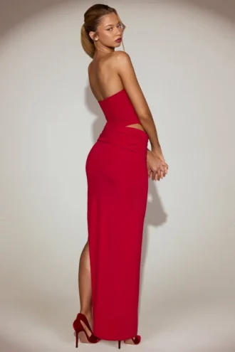 Zorya mjuk jersey bandeau-maxiklänning med utskärningar i True Red