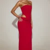Zorya mjuk jersey bandeau-maxiklänning med utskärningar i True Red