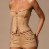 Zoryelle lågmidjade minishorts i tan